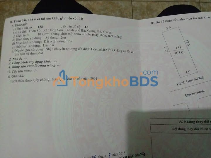 Đất nền Đồng Sơn, Bắc Giang 103m² 3.25 tỷ - Đường to ô tô