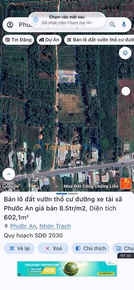 Đất vườn Phước An Nhơn Trạch 600m² 5.1 tỷ - Sổ đỏ chính chủ