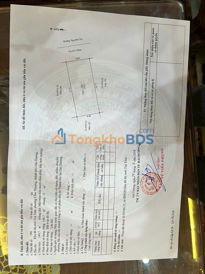 Đất nền Tuệ Tĩnh Hải Dương 150m² giá 9 tỷ - Pháp lý rõ ràng