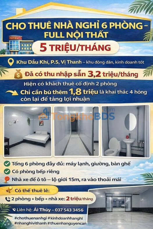 Nhà nghỉ Vị Thanh 6 phòng 5 triệu - Full nội thất
