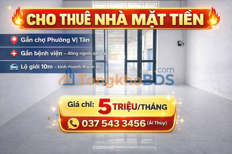 Nhà mặt tiền Vị Thanh 5 triệu/tháng - Mặt tiền kinh doanh