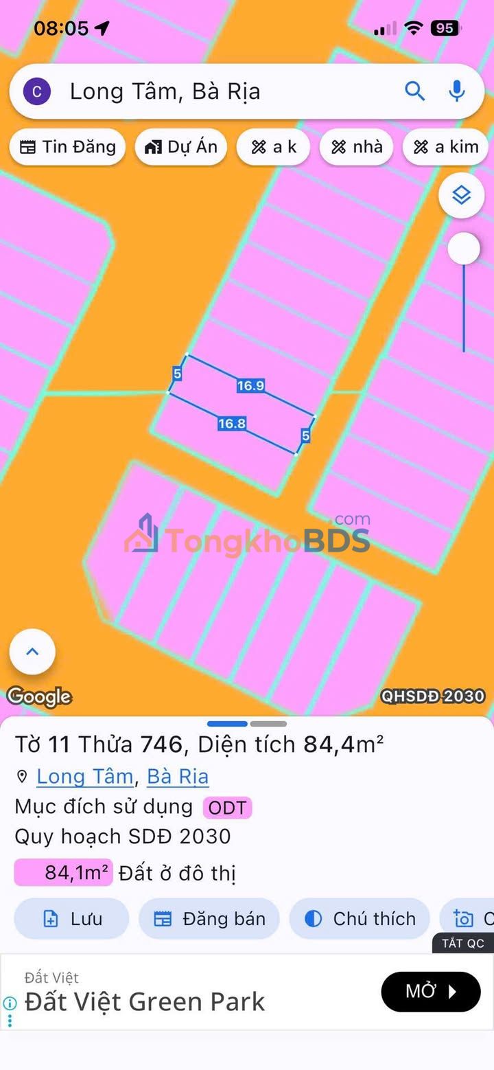 Đất nền Long Tâm Bà Rịa 85m² 2.25 tỷ - Sổ đỏ chính chủ