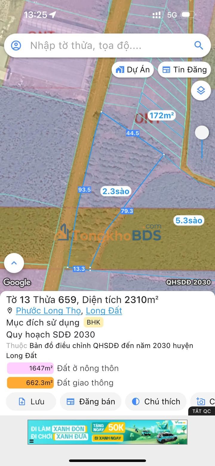 Đất Phước Long Thọ 2300m² 3.5 tỷ - Sổ đỏ chính chủ