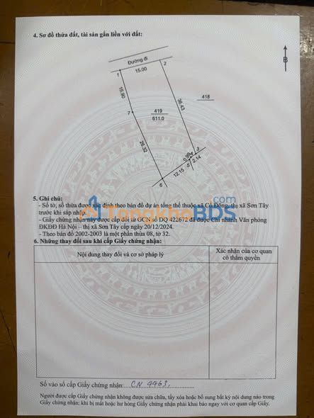 Đất nền Cổ Đông Sơn Tây 419m² giá 6.285 tỷ - Sổ đỏ chính chủ