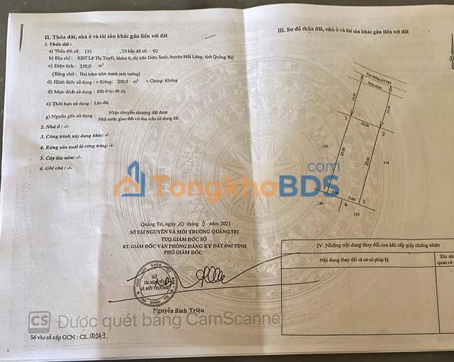 Đất nền Hàm Nghi Gio Linh 250m² 1,25 tỷ - Đường to ô tô