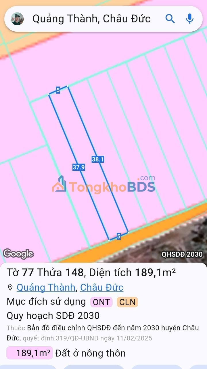 Đất nền Bình Giã 185m² 490 triệu - Sổ đỏ chính chủ