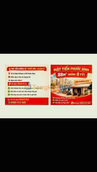 Đất nền MT Đỗ Xuân Hợp, Phước Bình, Thủ Đức – 88m² – Sổ hồng riêng