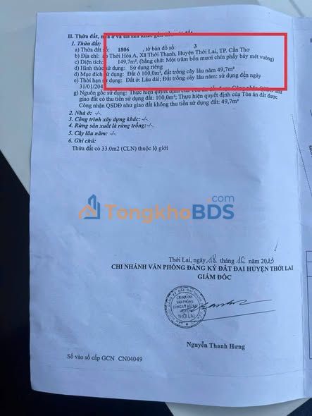 Bán Đất Nền Cần Thơ 149.7m² - Gần Sông Thoáng Mát, Giá Đầu Tư 410 Triệu