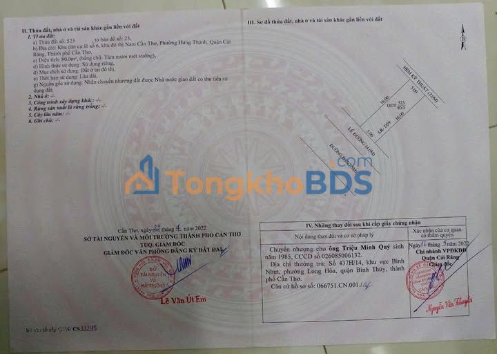 Đất nền Hồng Loan 6A Cần Thơ 80m² 3,05 tỷ - Sổ đỏ chính chủ