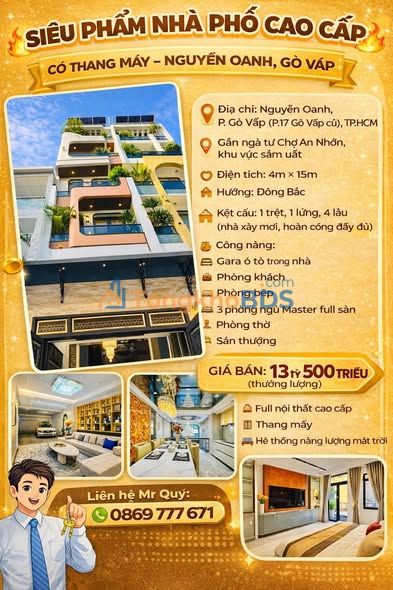 Townhouse Nguyễn Oanh Gò Vấp 60m² 13.5 tỷ - Ô tô vào tận nhà
