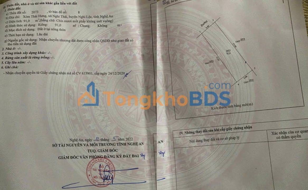 Đất nền Nghi Thái Nghi Lộc 91m² 1.7 tỷ - Đường to ô tô