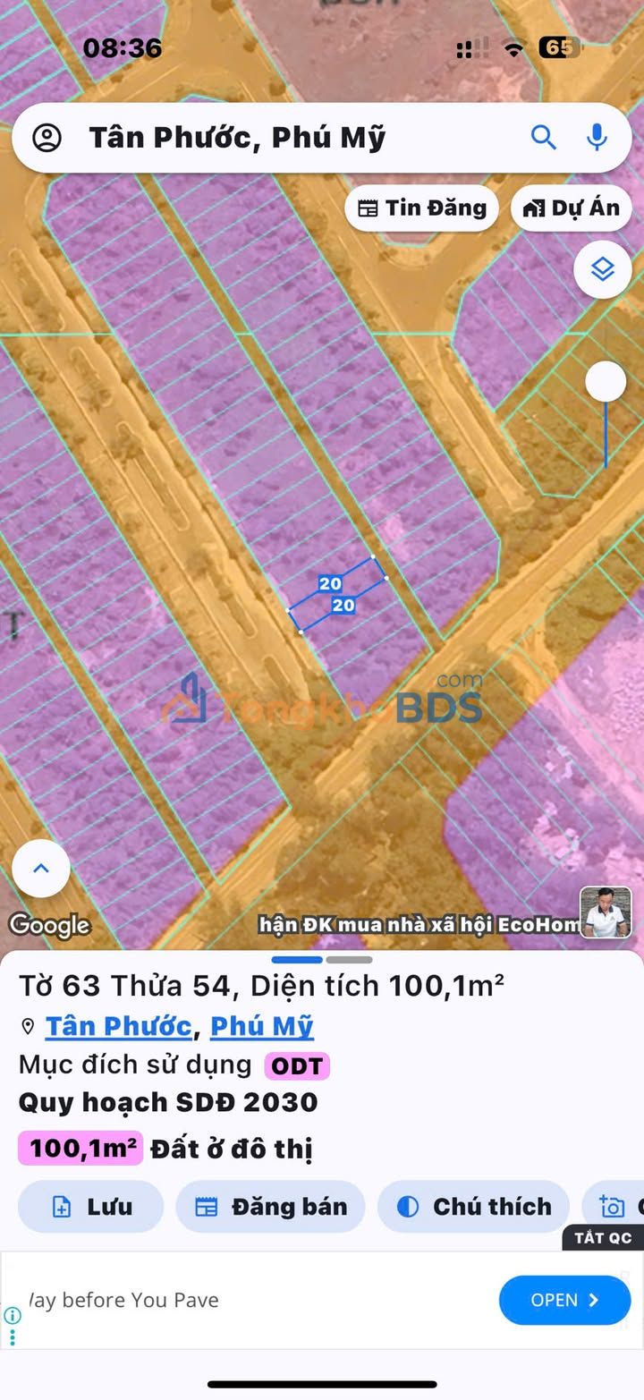 Đất tái định cư Tân Phước Phú Mỹ 100m² 1.85 tỷ - Sổ đỏ chính chủ