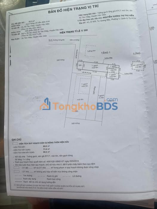 Nhà riêng Tân Hiệp Hóc Môn 80m² 1.7 tỷ - Ô tô vào tận nhà