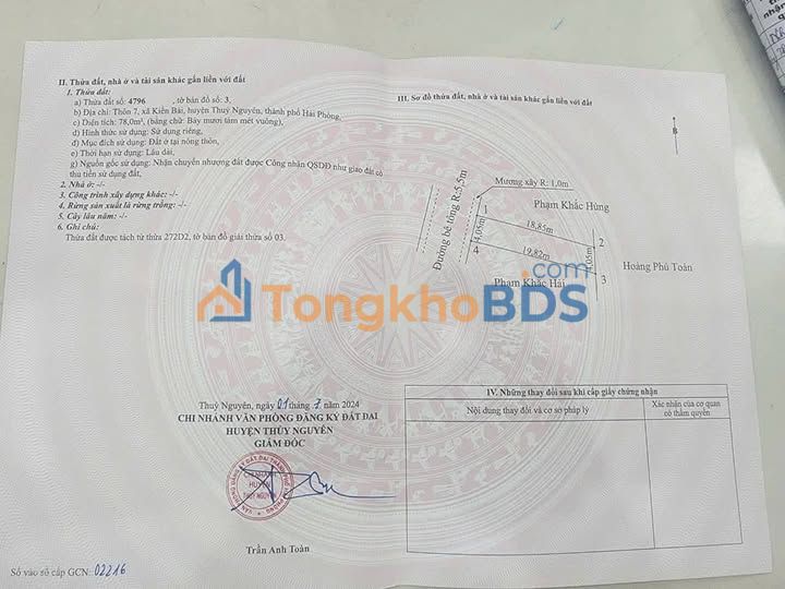 Đất nền Thủy Nguyên 78m² 2 tỷ - Đầu tư dài hạn