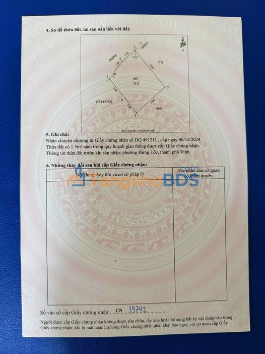 Đất nền Hưng Lộc Vinh 75m² 3 tỷ - Đất thổ cư 100%