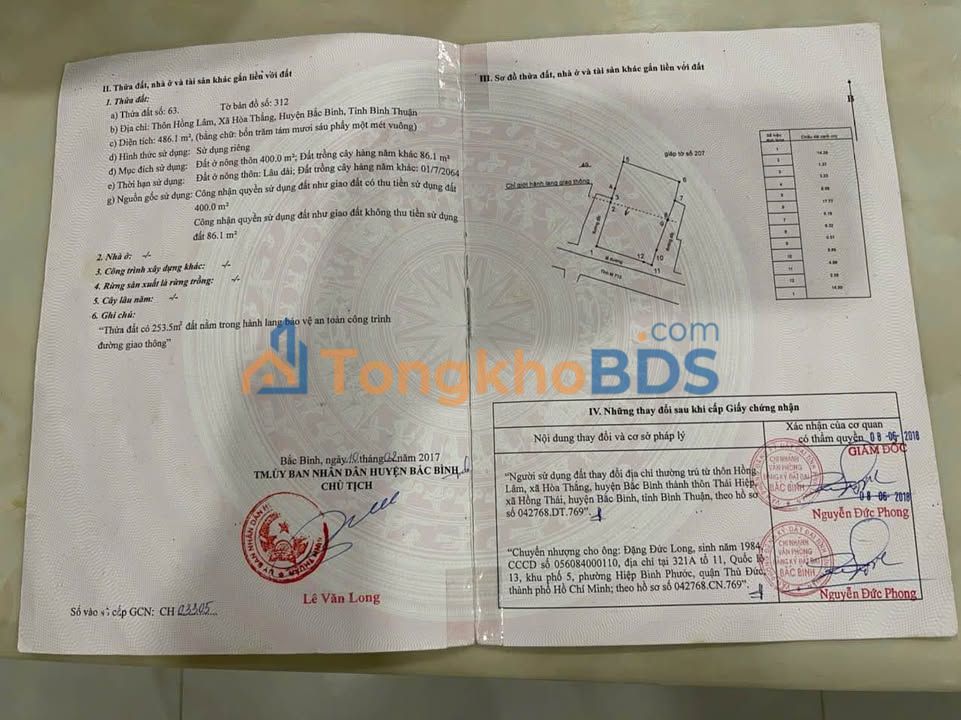 Đất DT716 Hòa Thắng 486m²/4,199 tỷ - Sổ đỏ chính chủ