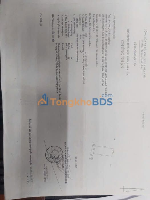 Đất Kiệt 80 Minh Mạng 150m² 1.85 tỷ - Sổ đỏ chính chủ