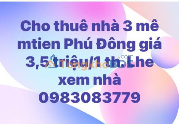 Nhà 3 mê Phú Đông Tuy Hòa 3,5 triệu/tháng - Chính chủ