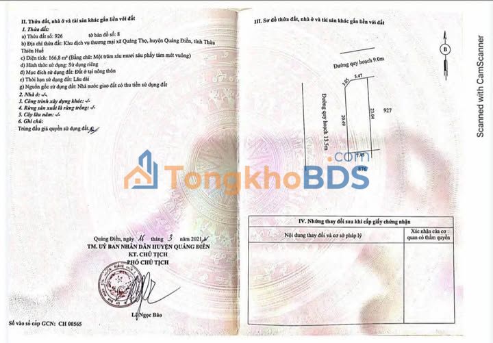 Đất nền chợ Quảng Thọ Phong Điền 135-180m² 870-960tr - Sổ đỏ chính chủ