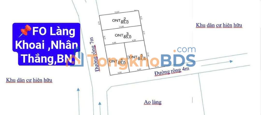 Đất nền Làng Khoai Nhân Thắng 85m² 2 tỷ - Sổ đỏ chính chủ