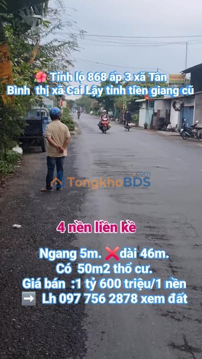 Đất nền Tỉnh lộ 868 Tân Bình 230m² - Xây dựng tự do