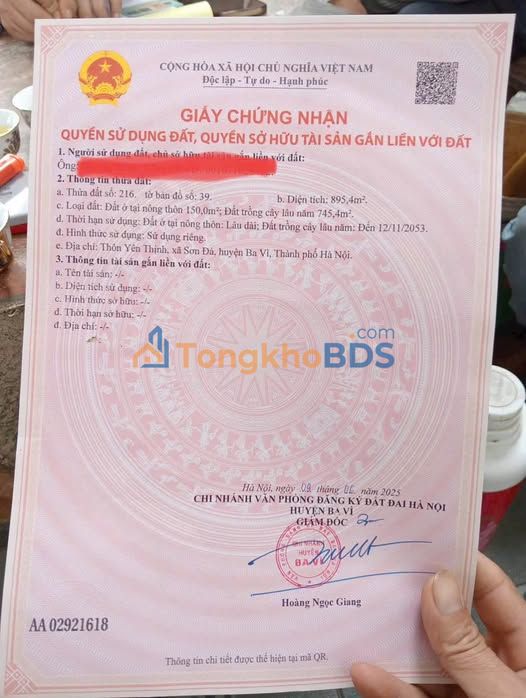 Đất Yên Thịnh Ba Vì 895m² - Tiềm năng tăng giá