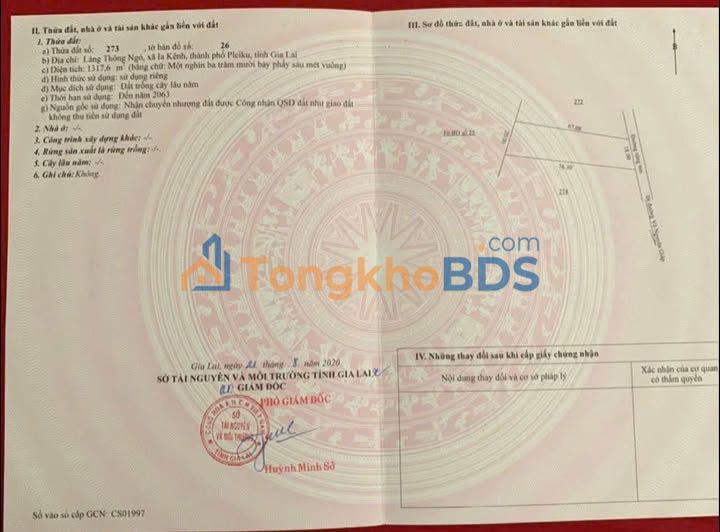 Đất nền Pleiku 1318m² 566.74 triệu - Đường to ô tô hiếm