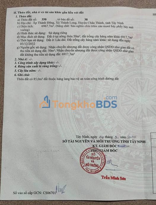 Đất nền Thành Long Tây Ninh 6.967m² MT 43m - Đường to ô tô