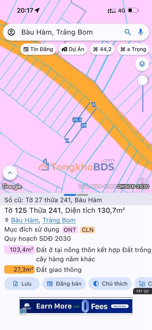 Đất nền Bàu Hàm Trảng Bom 131m² 1,1 tỷ - Sổ đỏ chính chủ