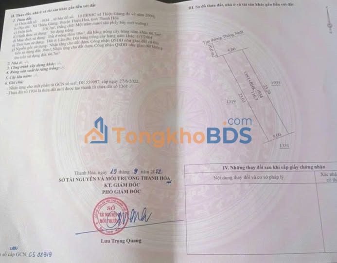 Đất nền Thiệu Giang Thanh Hóa 116m² 1.5 tỷ - Sổ đỏ chính chủ