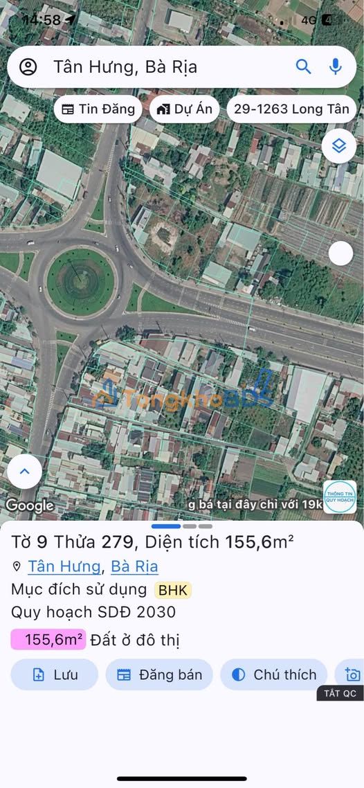 Đất nền Tân Hưng Bà Rịa 161m² giá 1.45 tỷ - Tiềm năng tăng giá