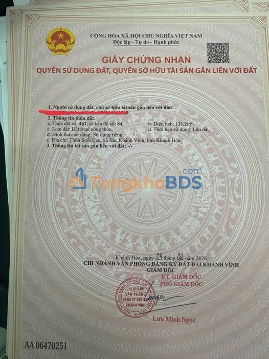 Đất nền Khánh Đông, Khánh Vĩnh 131m² - Sổ đỏ chính chủ, giá chỉ 2XX triệu!