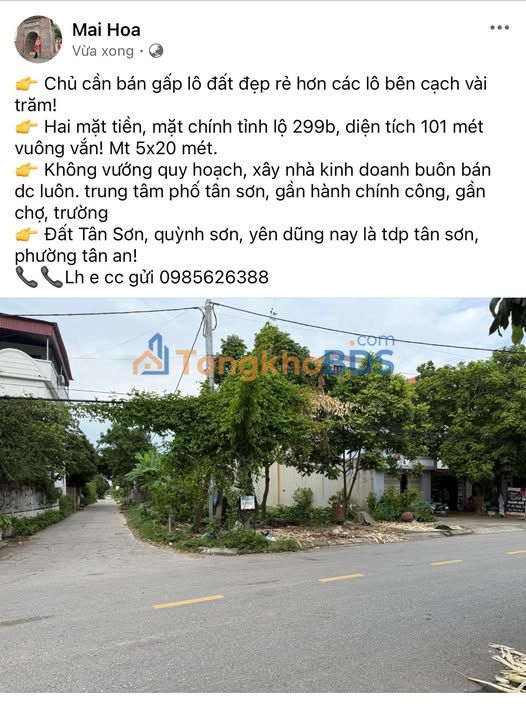 Đất Tân Sơn Bắc Giang 101m² 3,4 tỷ - Đường to ô tô