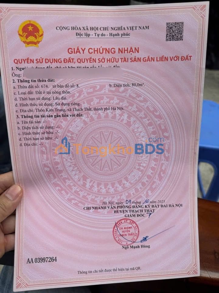 Đất nền Kim Quan Hà Nội 80m² - Đường to ô tô