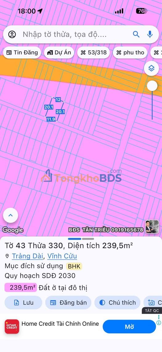 Đất nền Trảng Dài 240m² 2 tỷ - Sổ đỏ chính chủ