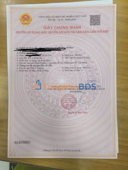 Nhà Dĩ An P. Dĩ An 120m² 13.9 tỷ - Chính chủ bán