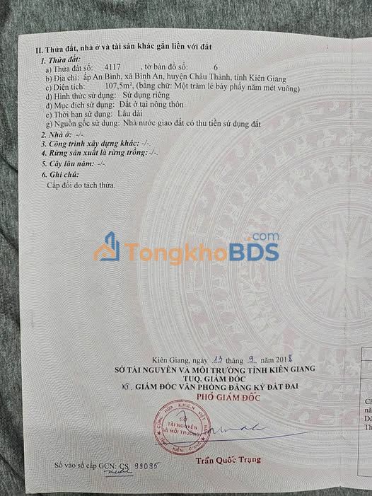 Đất nền Bình An Châu Thành 108m² 700 triệu - Sổ đỏ chính chủ