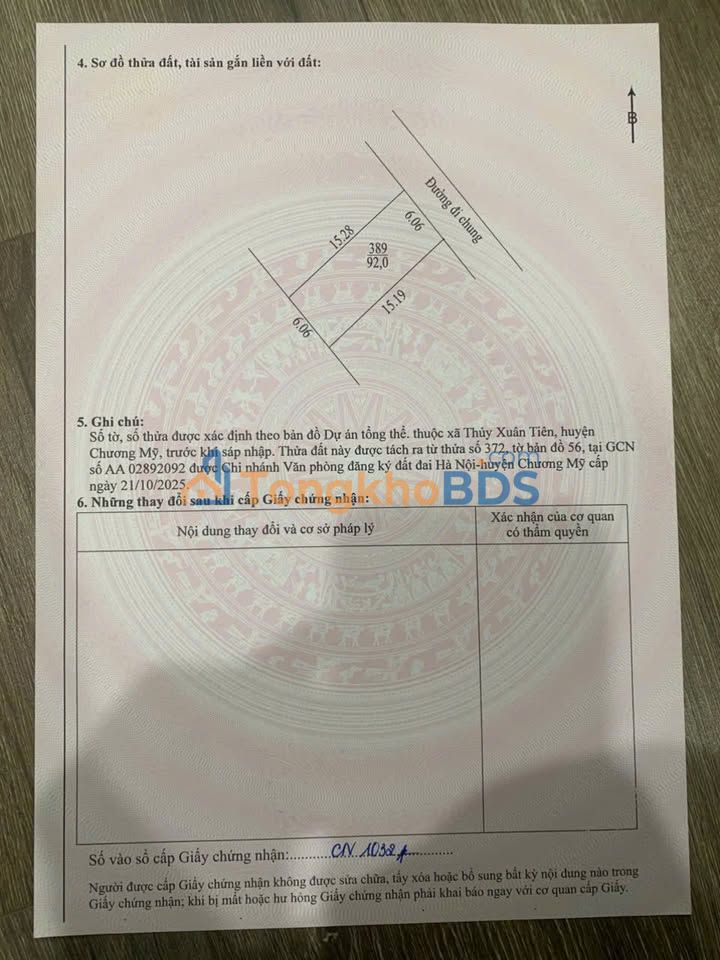 Đất nền Thủy Xuân Tiên 92m² giá thỏa thuận - Sổ đỏ chính chủ