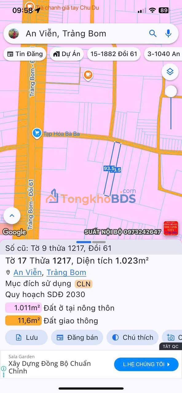 Đất nền Trảng Bom 1000m² 1,9 tỷ - Hạ tầng hoàn thiện
