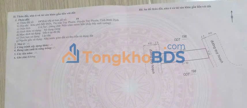 Đất nền Mỹ Điền Tuy Phước 117m² 1.2 tỷ - Đường to ô tô