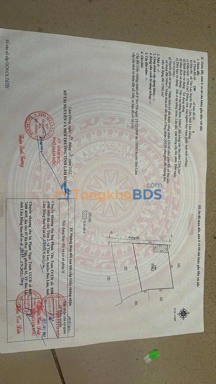 Đất nền Thôn 1 Tân Lạc 200m² - Đất thổ cư 100%