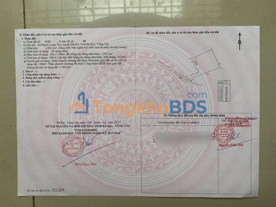 Đất nền Phước Long Thọ Đất Đỏ 1.203m² 1,7 tỷ - Sổ hồng riêng