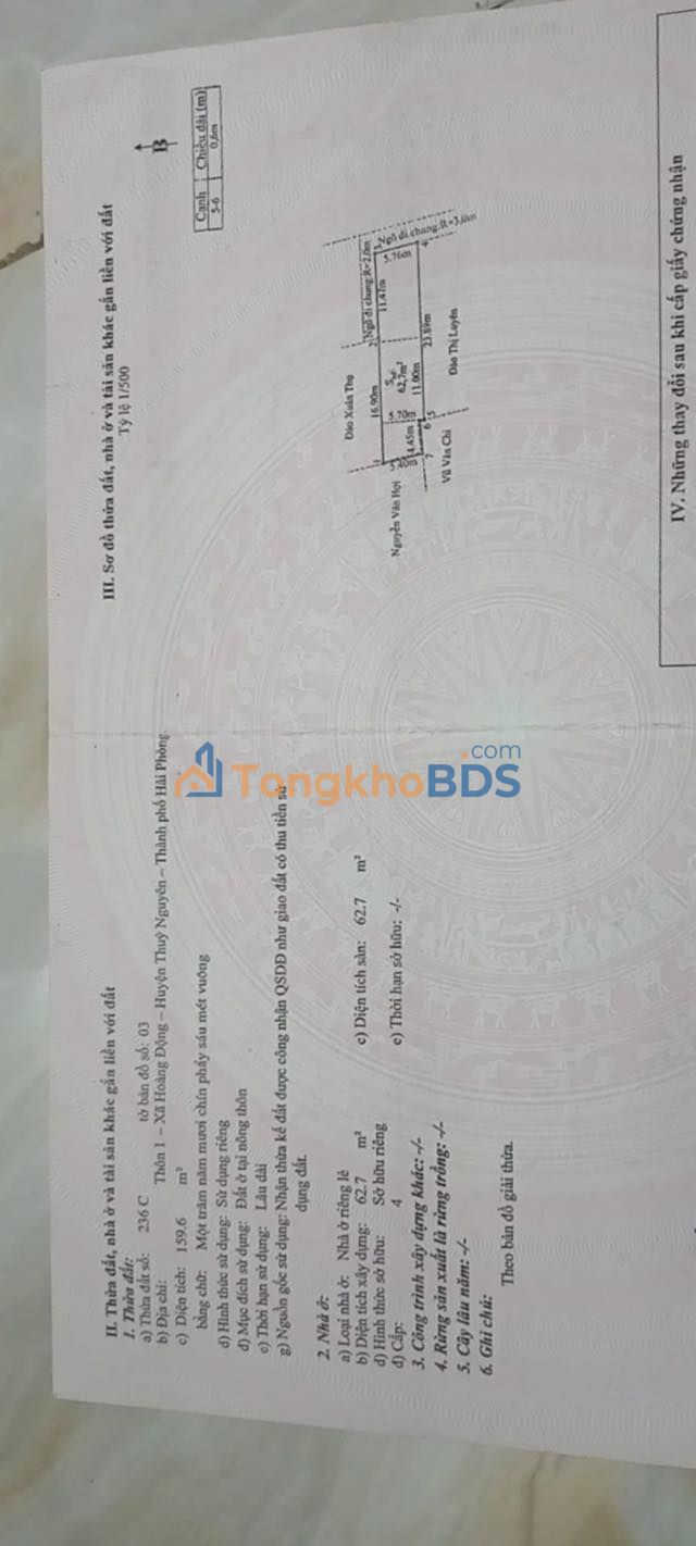 Đất nền Hoàng Động 1 160m² 1,7 tỷ - Sổ đỏ chính chủ