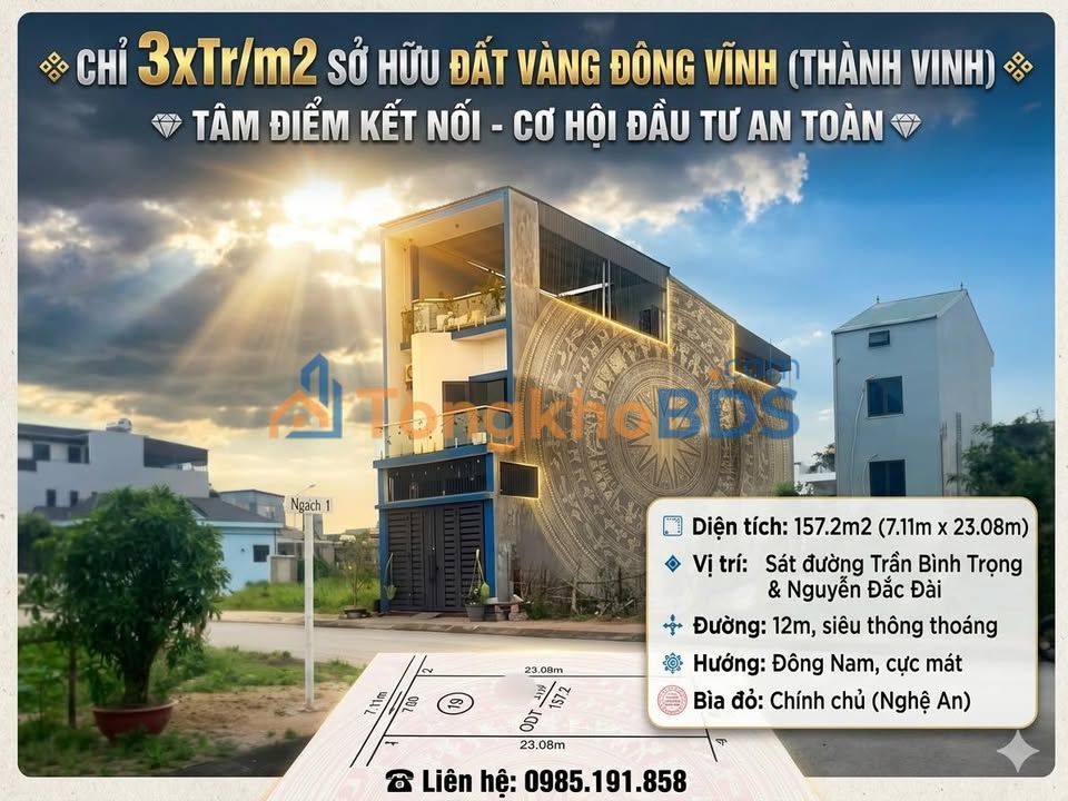 Đất nền Trần Bình Trọng Vinh 157m² 4.71 tỷ - Sổ đỏ