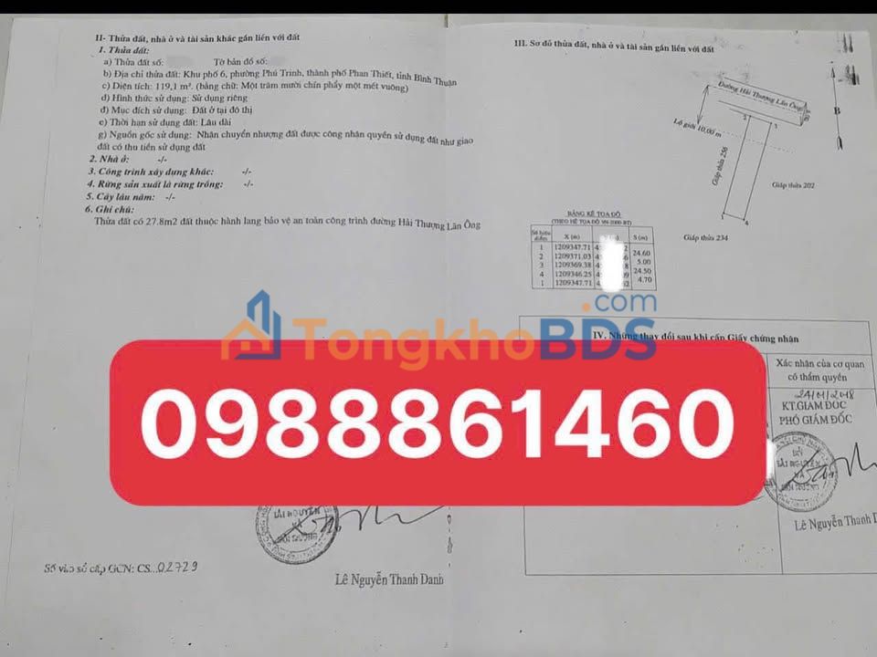 Đất nền Phan Thiết Bình Thuận 119m² 3.8 tỷ - Sổ đỏ chính chủ