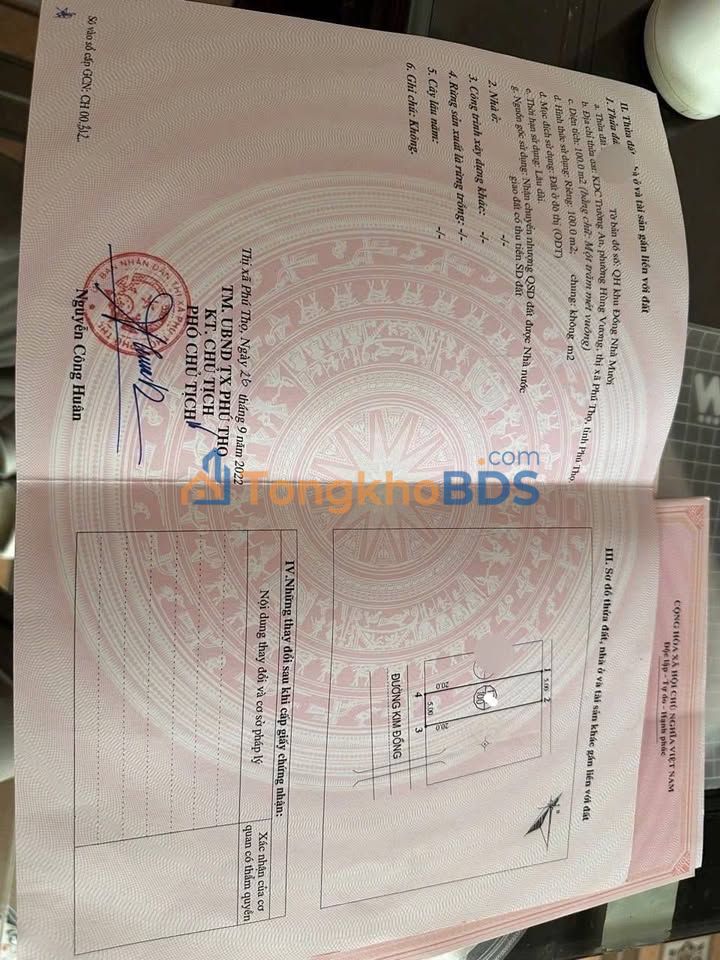 Đất nền Kim Đồng Phú Thọ 100m² 2 tỷ - Sổ đỏ chính chủ