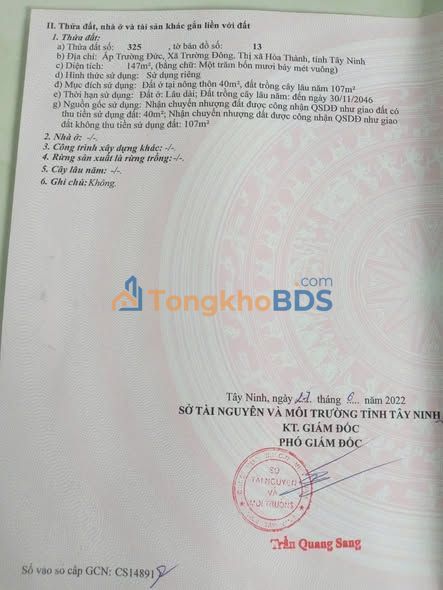 Đất Trường Đông Hòa Thành 145m² - Sổ đỏ chính chủ