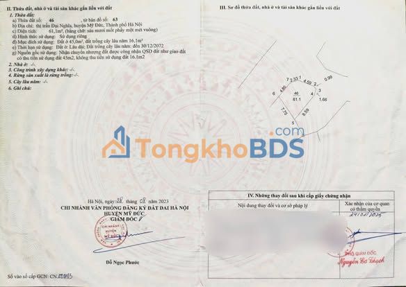 Đất Đại Nghĩa 61,1m² thỏa thuận – Sổ đỏ chính chủ