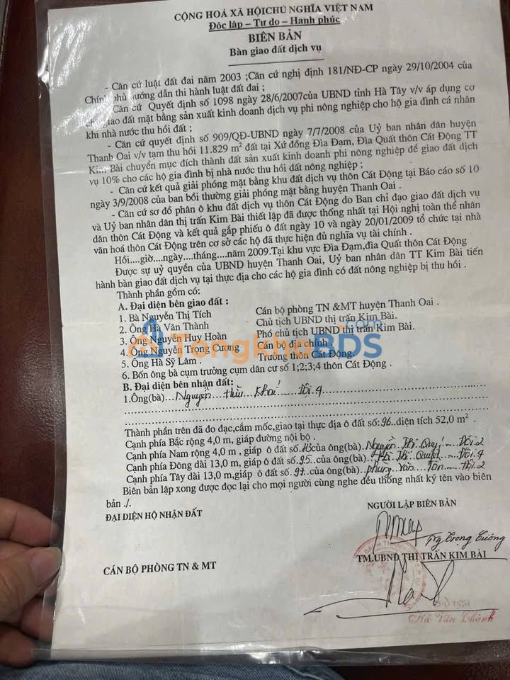 Đất nền Kim Bài Thanh Oai 52m² 4 tỷ - Đường ô tô