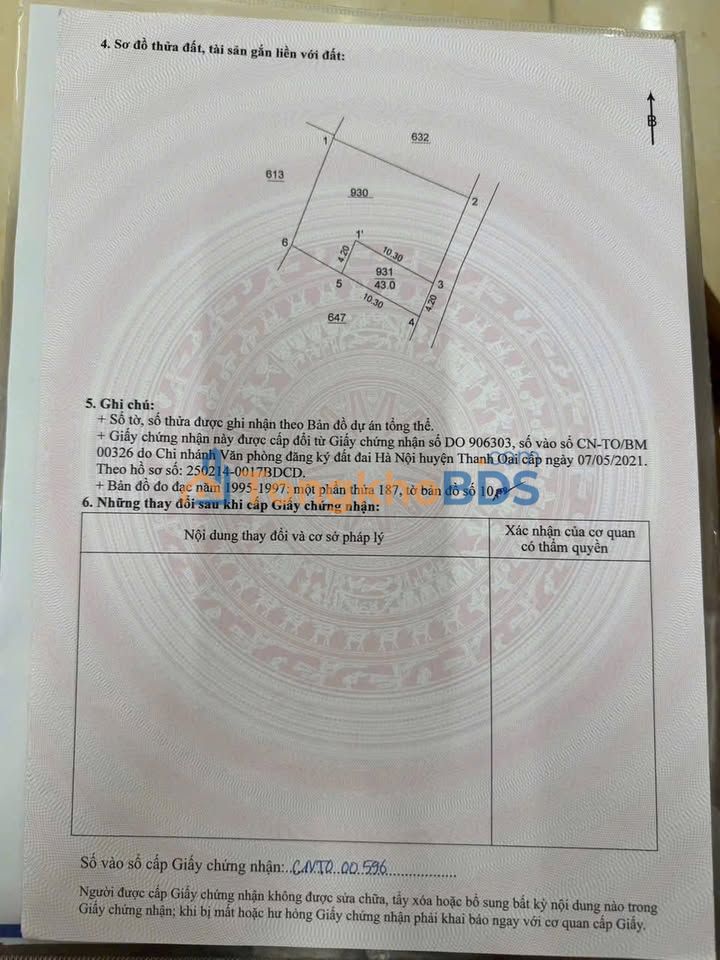 Đất nền Bình Minh Thanh Oai 43m² - Sổ đỏ chính chủ